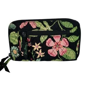 Vera Bradley Botanica Front Zip Wristlet Cotton Floral Lightweight Wallet